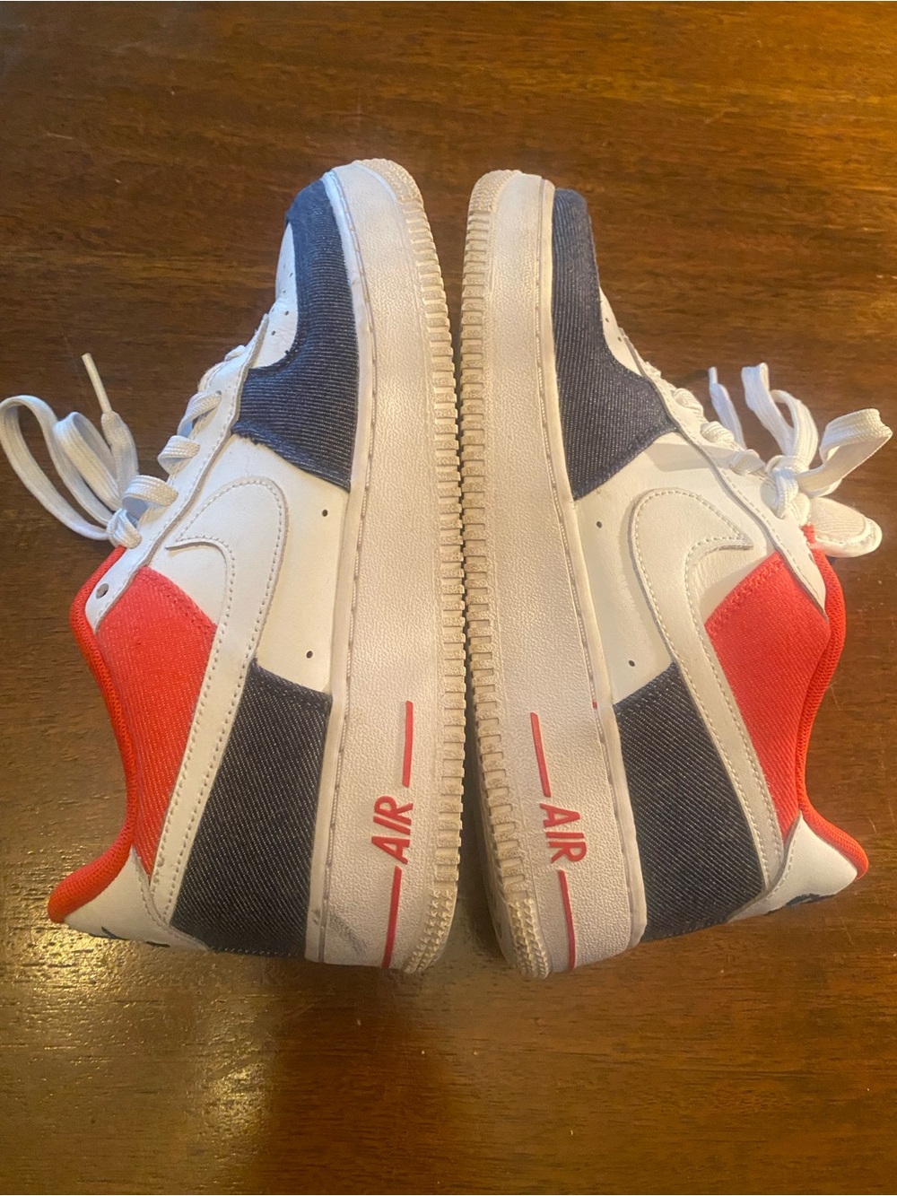 ⁠Nike Air Force 1 Low LV8 GS Denim Navy Red White DJ5180-100 Size 6Y Sneakers